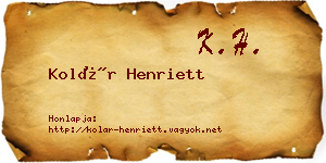 Kolár Henriett névjegykártya