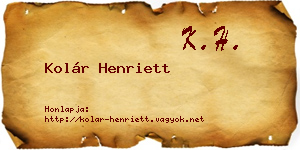 Kolár Henriett névjegykártya